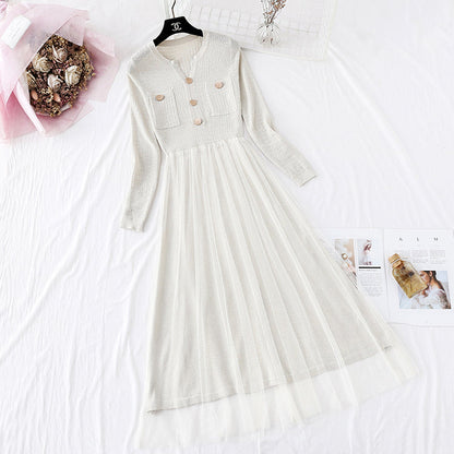French first love little fragrant wind fairy mesh skirt  4302
