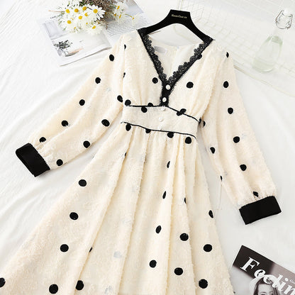 New lace stitching French waist closing slim age reducing skirt  4554