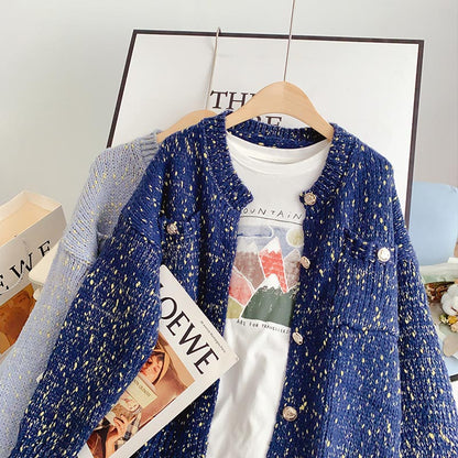 New small fragrance coat women's knitted cardigan  5174