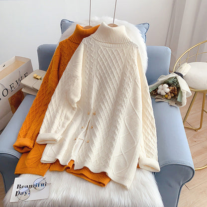 New loose lazy style sweater high neck sweater women  4922