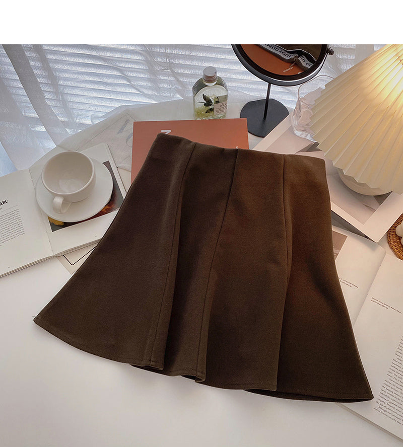 New Korean fashion temperament lazy leisure a-word high waist skirt  5432