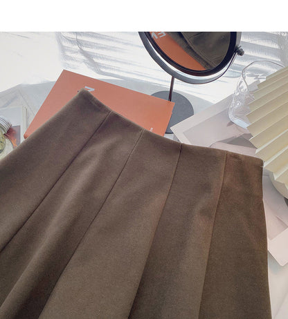 New Korean fashion age reducing versatile ins high waist pleated skirt 5409
