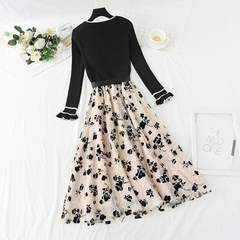 New Knit Skirt with bottomed dress  4414