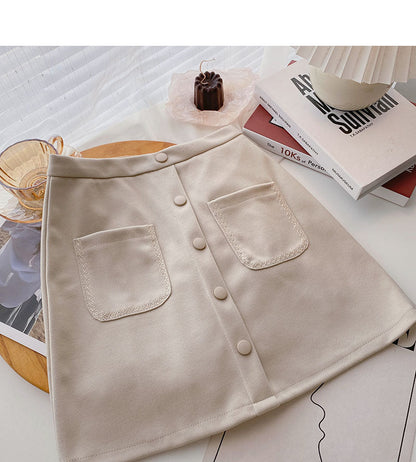 Korean retro personality small pocket skirt trend  5500