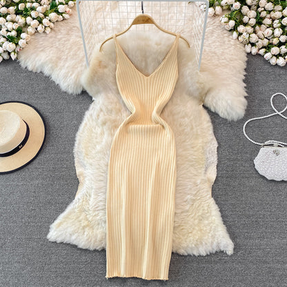 Slim knit suspender dress  3763