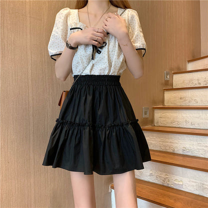 high-waisted versatile A-line skirt  3646