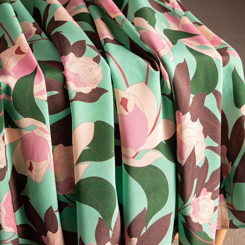 Floral printed skirt, heavy silk A-line skirt, midi skirt  3634
