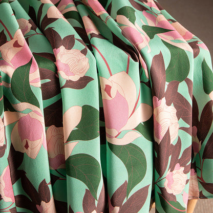Floral printed skirt, heavy silk A-line skirt, midi skirt  3634