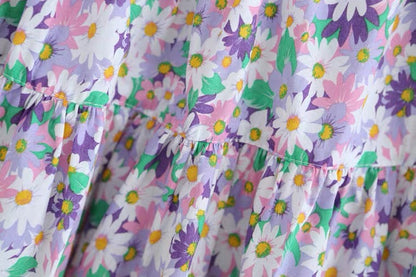 Flowers little fresh skirt, spliced A-line, skirt high waist skirt ,umbrella skirt  3574