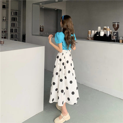 Polka dot skirt, summer, new style, printed midi A-line skirt  3654