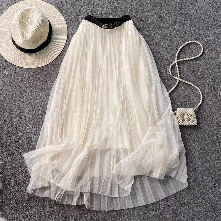 Super fairy white tulle skirt, elasticated waist tulle skirt pleated skirt  3524