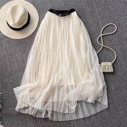 Super fairy white tulle skirt, elasticated waist tulle skirt pleated skirt  3524