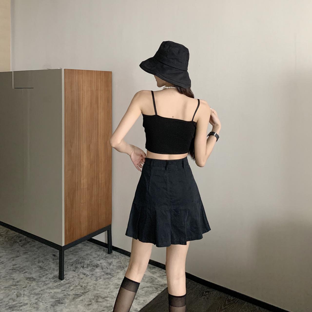 Denim skirt, high-waisted skirt A-line skirt  3645