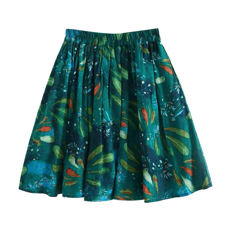 Spring and summer, A-line skirt, high waist little floral skirt  3585