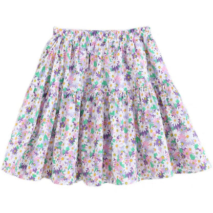 Flowers little fresh skirt, spliced A-line, skirt high waist skirt ,umbrella skirt  3574