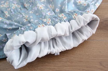 Floral skirt, new style, cotton and linen, small fresh, preppy style, high waist pleated skirt  3586