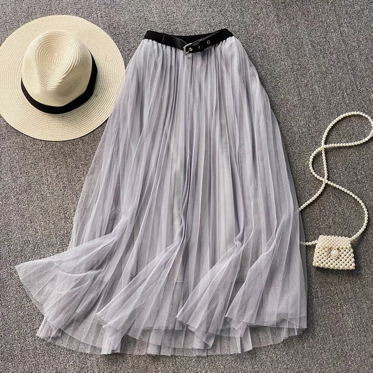Super fairy white tulle skirt, elasticated waist tulle skirt pleated skirt  3524