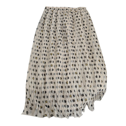 Big dot and small bug printed, new , chiffon pleated skirt  3567