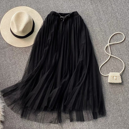 Super fairy white tulle skirt, elasticated waist tulle skirt pleated skirt  3524