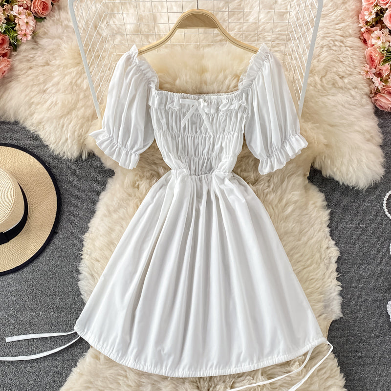 Cute Puff Sleeve A Line Dress P310