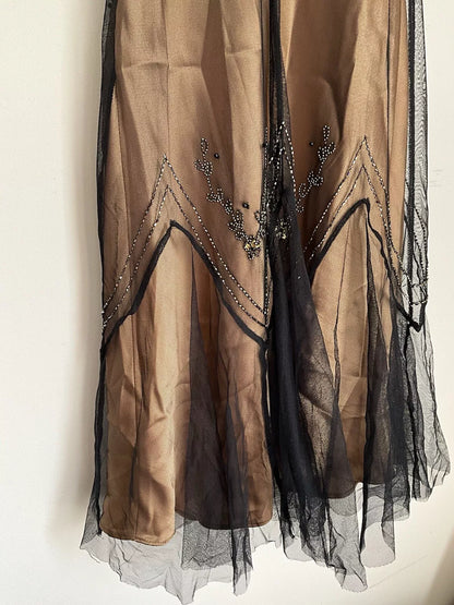 Golden Brown Vintage Fashion Elegant Exquisite Beading Long Chiffon Satin Tulle Ball Gown Evening Dress Party Dress Prom Dress gh3723