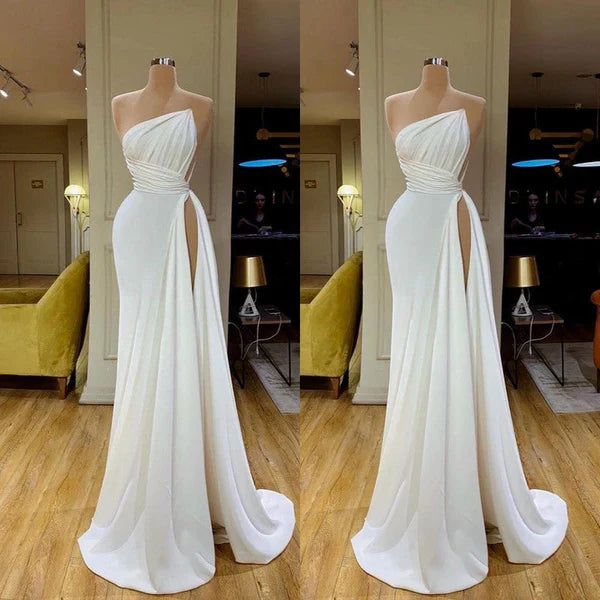 white simple evening dresses long cheap elegant modest mermaid sexy formal party Prom Dresses  gh2187