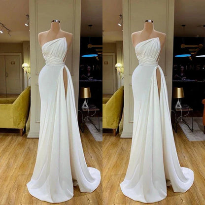 white simple evening dresses long cheap elegant modest mermaid sexy formal party Prom Dresses  gh2187