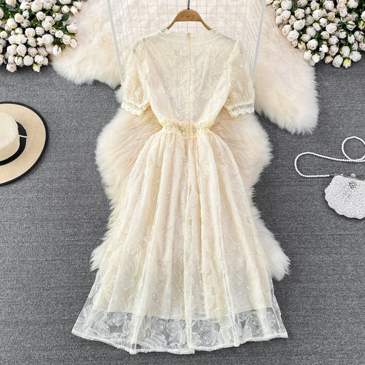 Cute lace short A line dress fashion dress  517