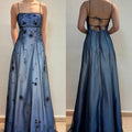 Vintage Blue Gradient Empire Prom Dresses Backless Romantic Beaded Evening Dresses