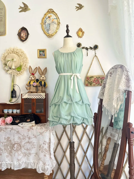 Girlhomeshops-Mint green vintage short chiffon homecoming dress birthday dress gh5210