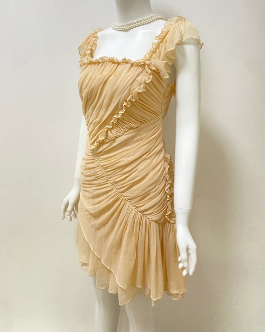 Girlhomeshops-Cream yellow mousse vintage fairy short chiffon homecoming dress birthday party dress gh5427