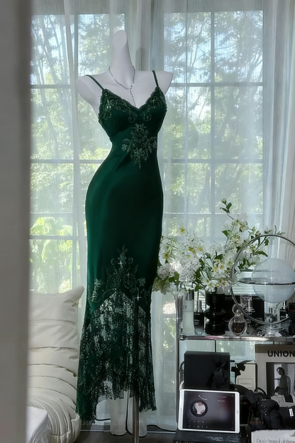 Black shiny vintage exquisite beaded satin lace long homecoming dress prom dress evening dress party dress gh4823