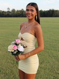 Yellow Formal Dress Short Bodycon Homecoming Dresses Tight